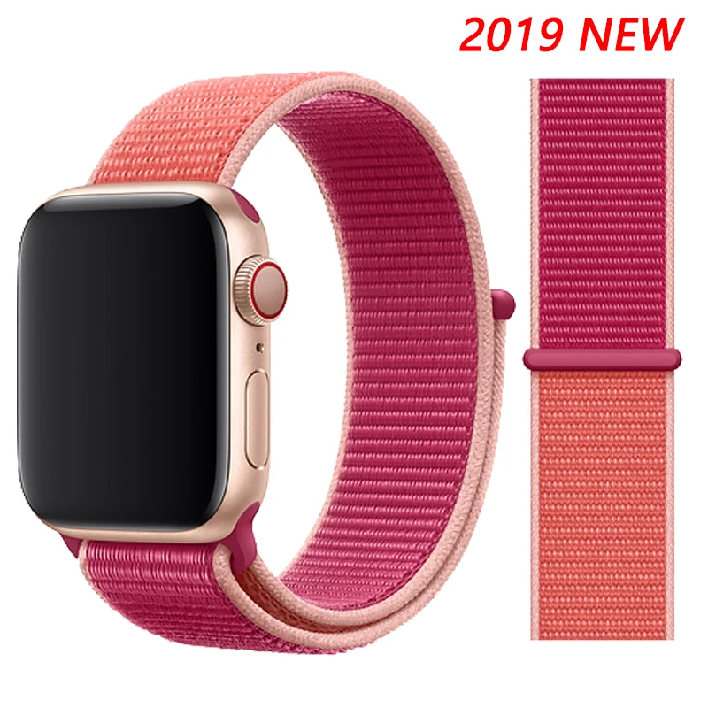 Pomegranate Нейлоновый ремешок для apple watch 44 мм/40 мм 4 5 iwatch 42 мм/38 мм 3 2 1 браслет красочные спортивные аксессуары для часов - Цвет ремешка: Pomegranate