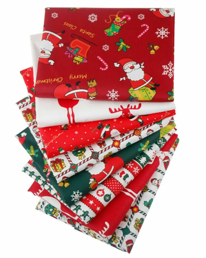 Рождественская ткань красный синий за метр набор из хлопчатобумажной ткани