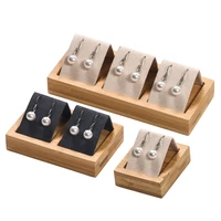 fashion bamboo ear studs display stand earrings jewelry accessories wooden holder rack storage case for girls room decorate