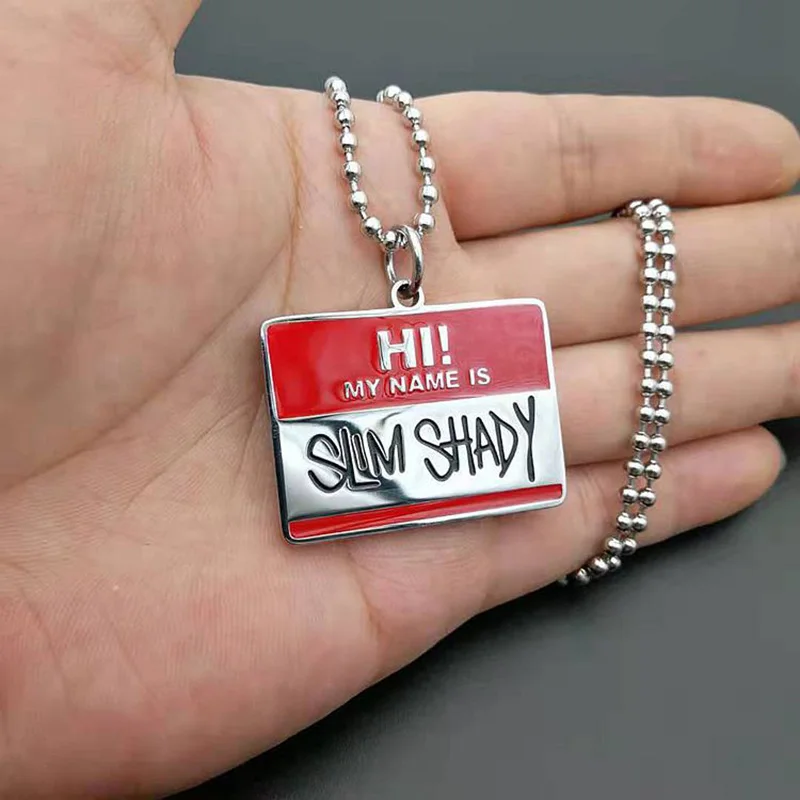 

Hip Hop Rock Titanium Steel Slim Shady Square Pendants Necklaces for Men Rapper Jewerly Drop Shipping