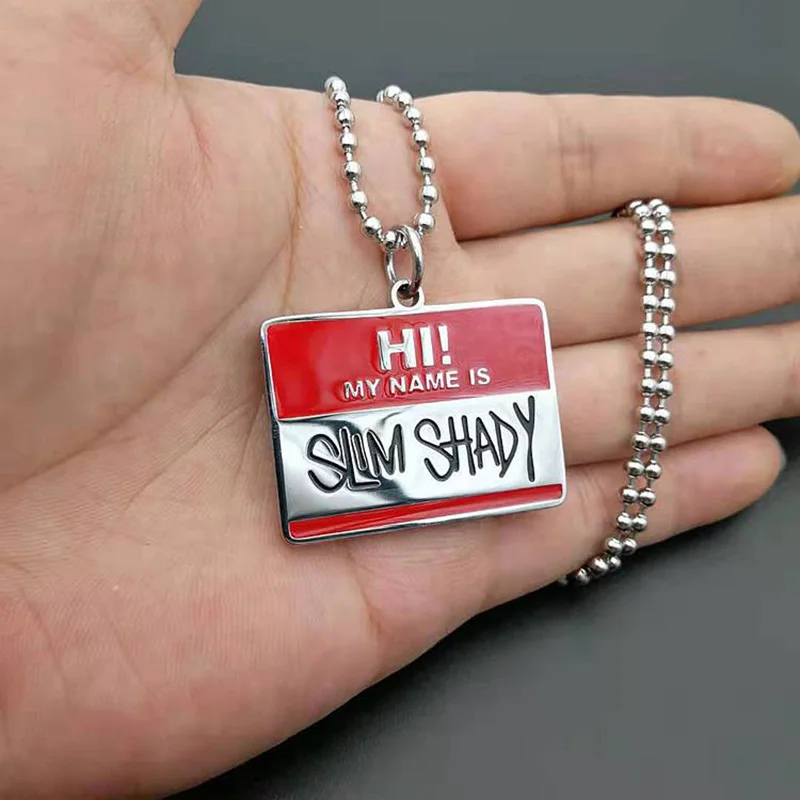 Хип-Хоп рок титановая сталь Slim Shady Square подвески ожерелья для мужчин рэпер