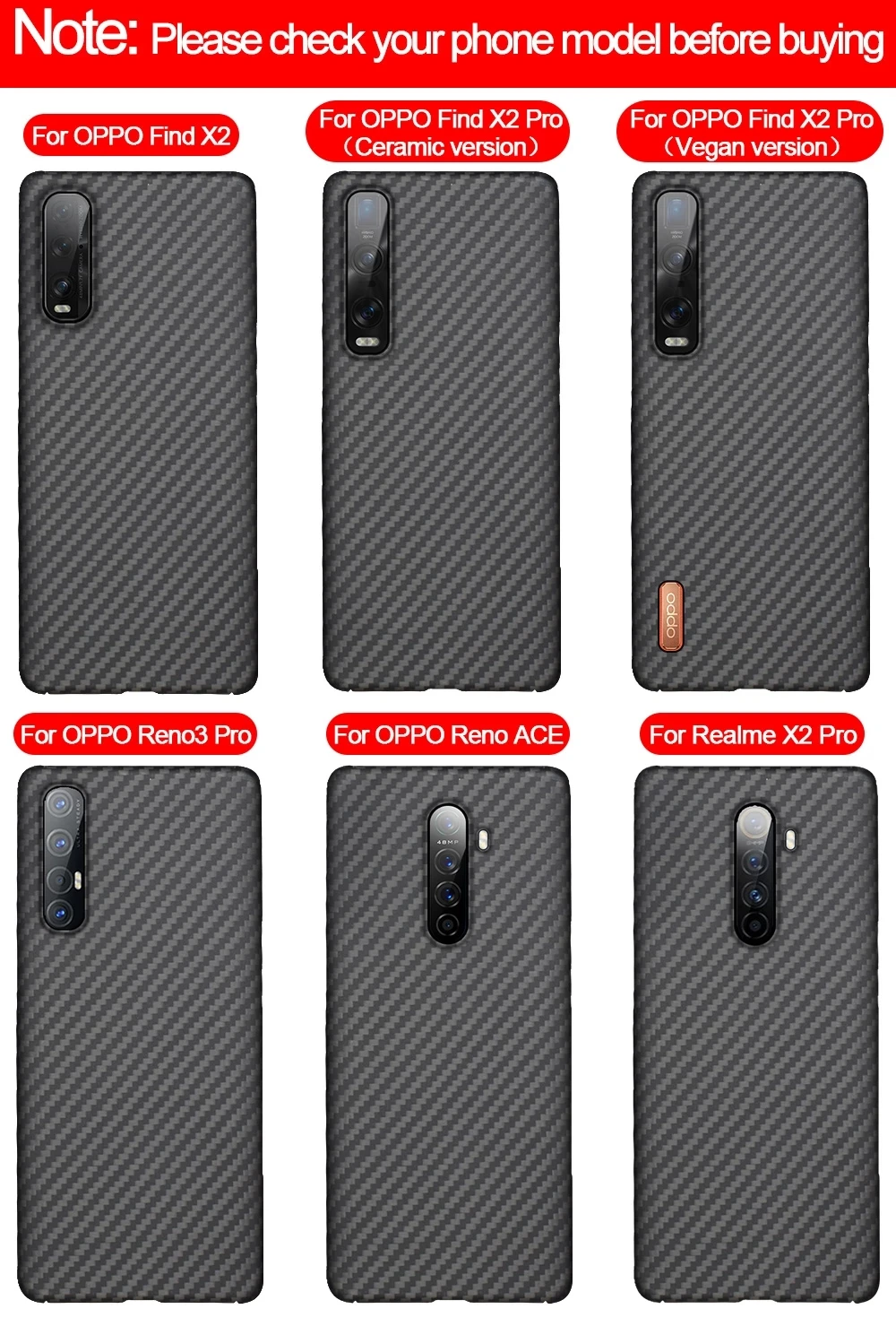 pure carbon fiber cover for oppo find x2 pro ceramic vegan leather version ultra thin for realme x2 pro reno ace 3 pro 5g case free global shipping