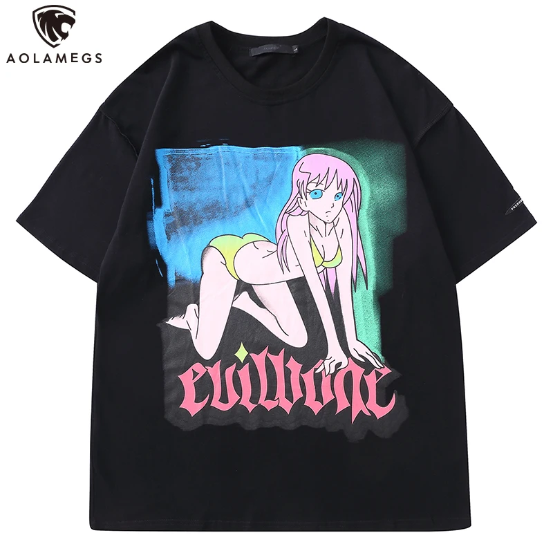 Aolamegs футболка для мужчин с принтом комиксов из мультфильмов мужские рубашки