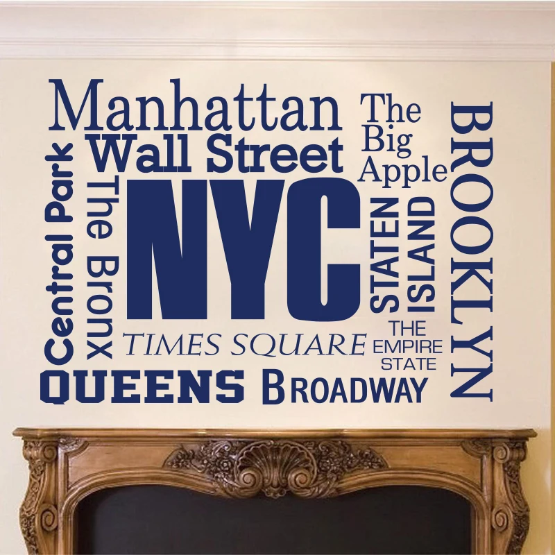 Виниловая наклейка на стену для детской комнаты с изображением Нью-Йорка | Дом и
