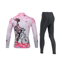 women pink long sleeve cycling jersey set mtb bycicle clothing ropa ciclismo summer road bike clothes macaquinho ciclismo femin