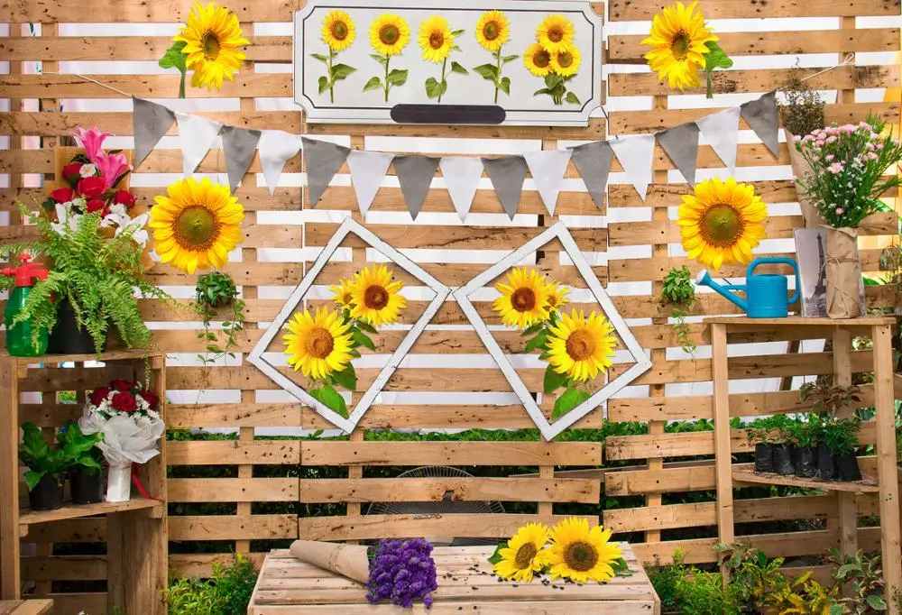 Виниловый фон Retro Sunflower Wood Board размером 200х300 см для фотосъемки детей на детском празднике, студия, стирка.
