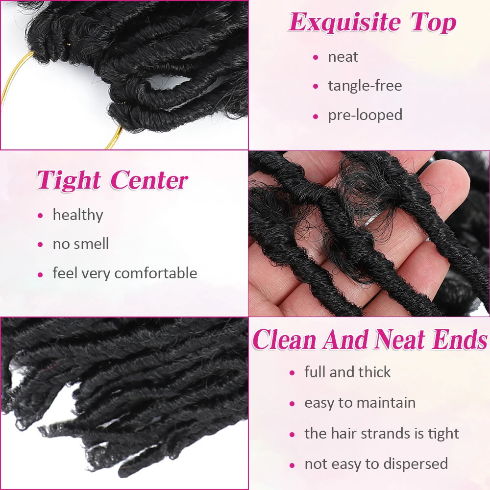 18/ 24inch Long Butterfly Locs Crochet Hair Braids Synthetic Faux Dreadlocks Soft Natural Braiding Extensions tresses |