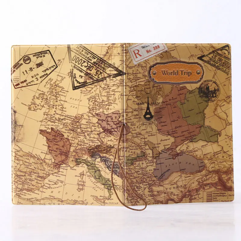 

Peerless Travel Passport Cover Map Print Passport Holder Identity ID Credit Card Holder Office Supplies Stationery