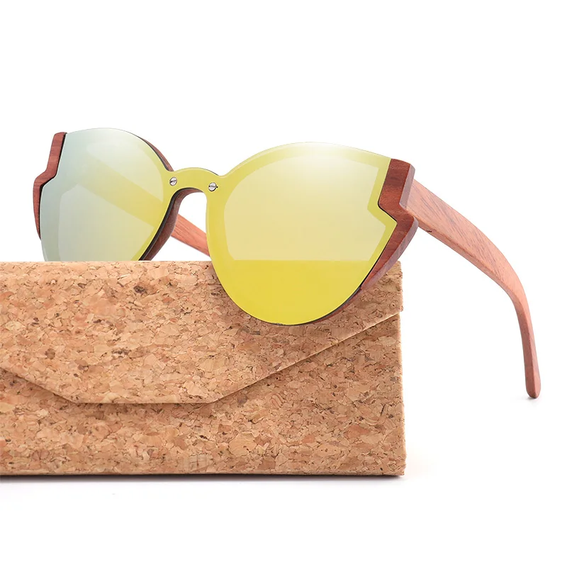 gold lens Модные деревянные бамбуковые солнцезащитные очки с бабочкой поляризованные для женщин мужские новые брендовые дизайнерские солнцезащитные очки в деревянной оправе UV400 - Цвет линз: gold lens