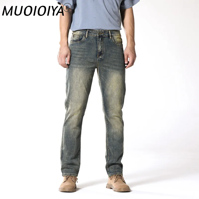 

Vintage Blue Men Jeans Pants Classic Water wash Men Trousers Straight Denim Jeans For Male Clothing