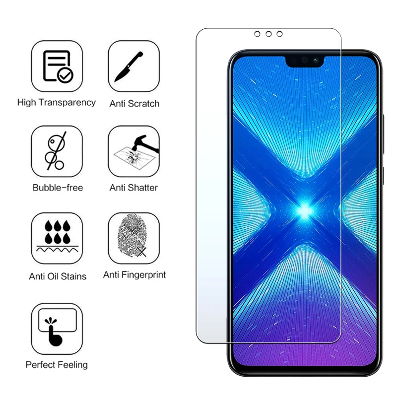 

3 Pcs Honor 8x Glass Protective For Huawei 8 X 8A Pro 8s Prime Honor8 9A 9C 9X 9S 10i 10X Lite Tempered Glas X8 screen protector
