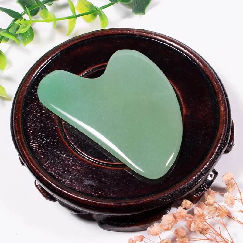 Натуральный Нефритовый камень зеленый авантюрин гуаша скребок в форме сердца