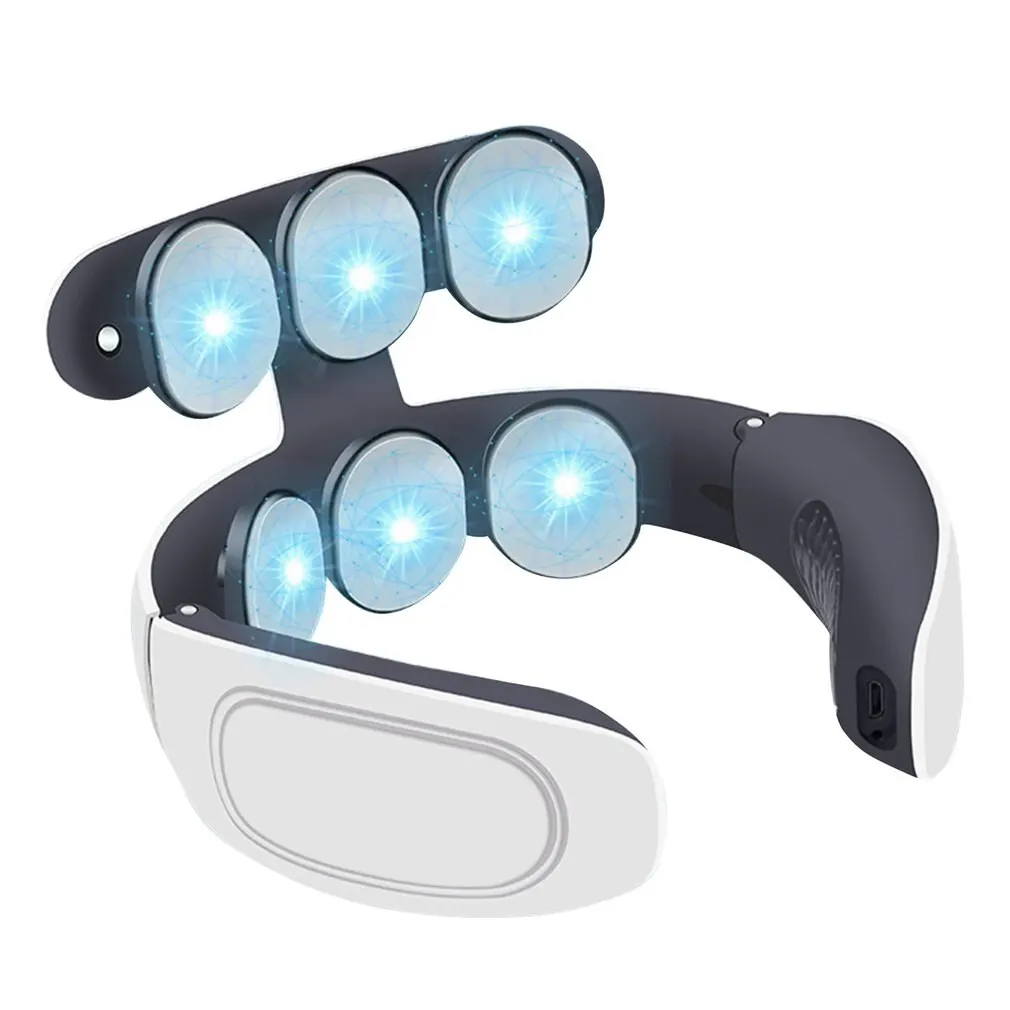 

1pc Multifunctional Electric Neck And Shoulder Massager 6 Heads Rechargeable Hot Compress Protect Neck Relax Massager