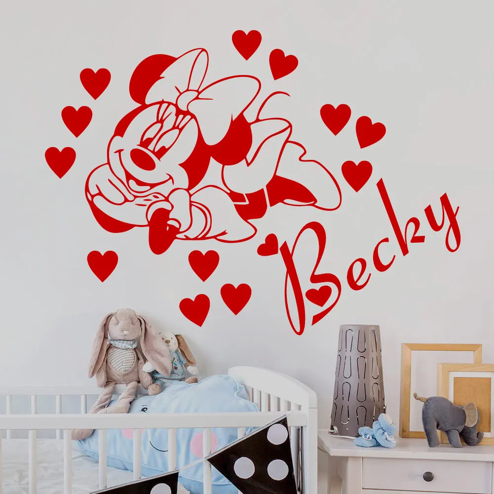 Disney Baby Mickey Mouse Custom Name Wall Stickers Decal Girls Boys Kids Room Personalized Nursery Decoration VA8660B | Дом и сад
