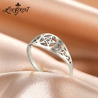 2022 fashion hollow stainless steel celtic love knot star ring for women men silver color engagement wedding couple rings