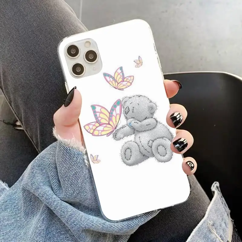 

YNDFCNB Lovely Teddy bear Phone Case for iPhone 11 12 pro XS MAX 8 7 6 6S Plus X 5S SE 2020 XR case