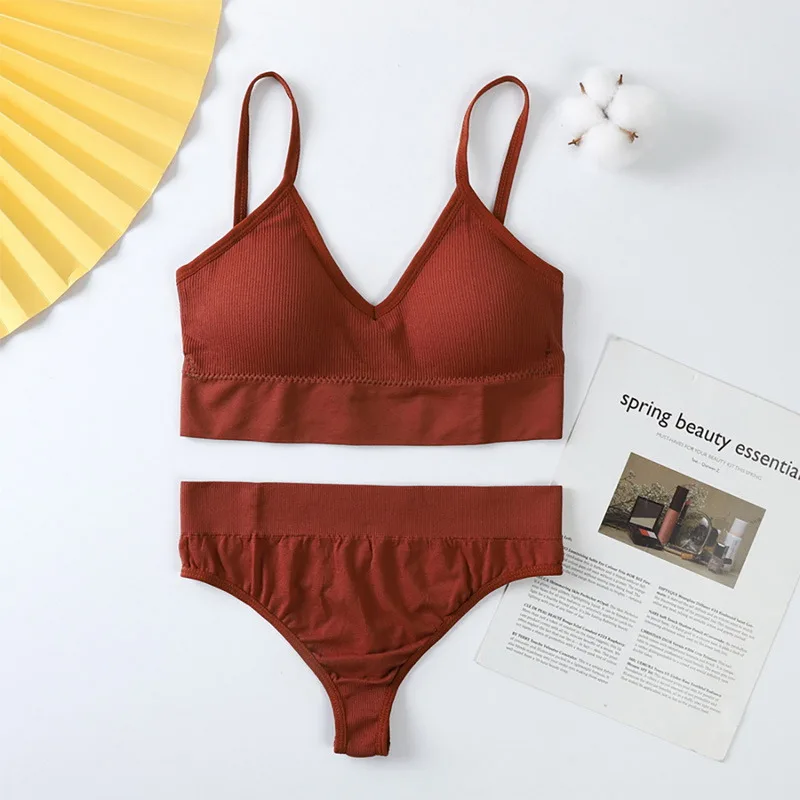

Underwear Set Women Bra Panties Set Push Up Bra Brief set Sexy G-String Female Seamless Bra Thong Lingerie Set Fitness Crop Top