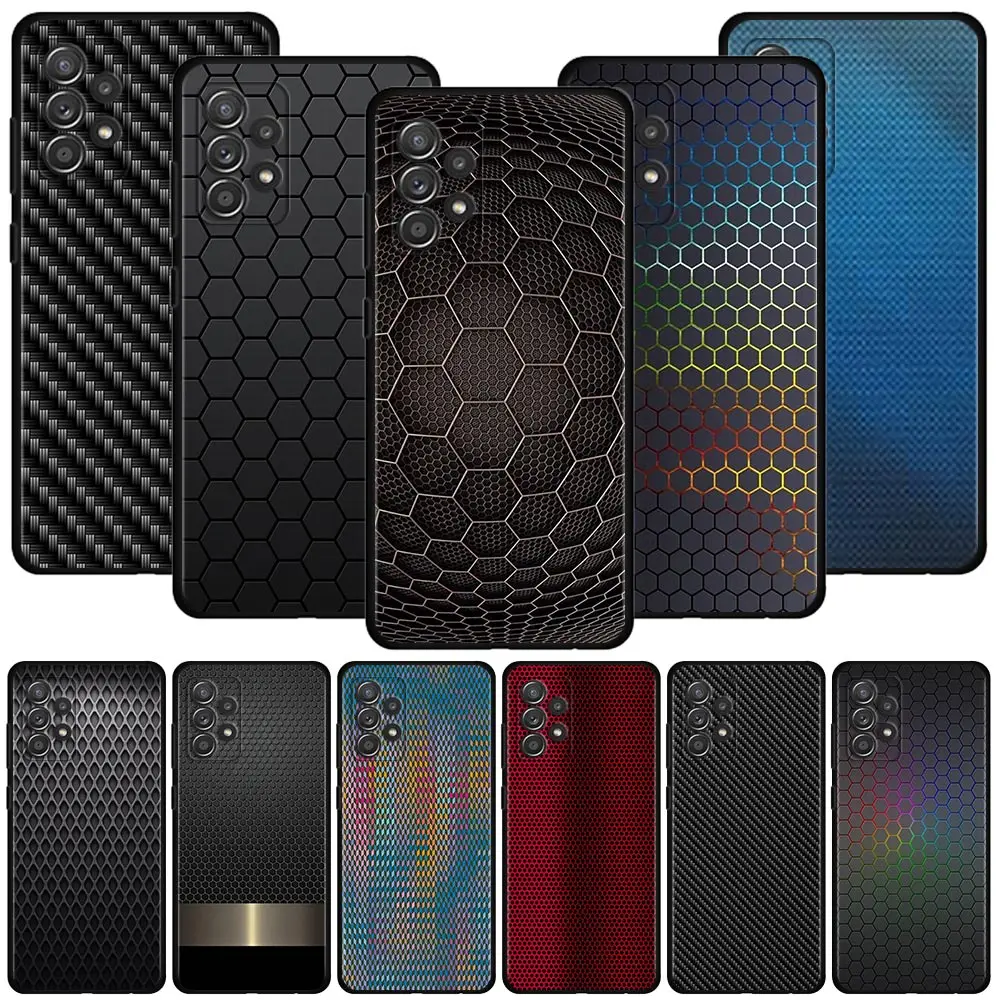 

For Samsung Galaxy A51 A71 A41 A31 A11 A01 A72 A52 A42 A32 A22 A21s A02s A12 A02 Silicone Case Black Shell Fashion Carbon Fiber