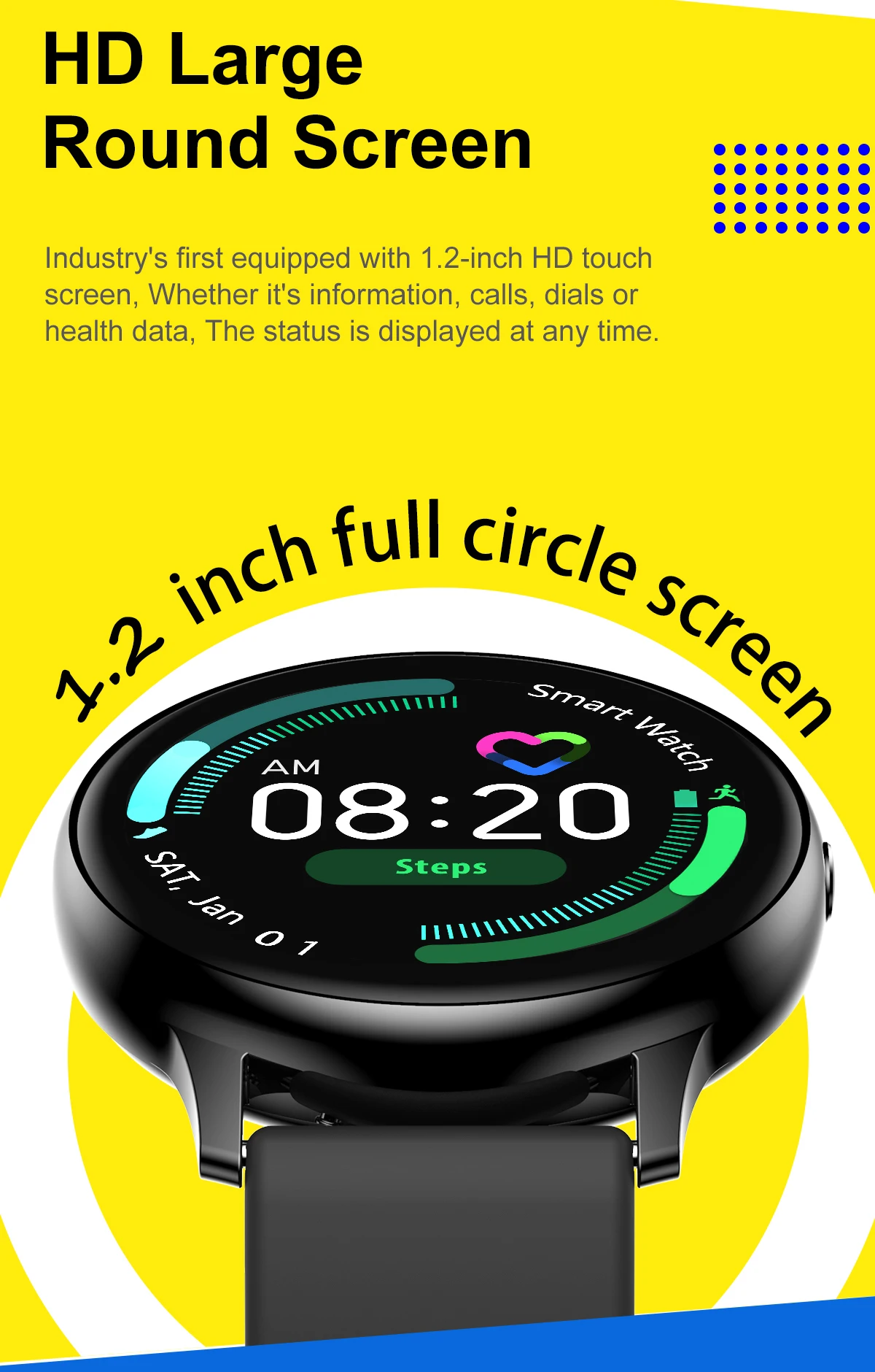 

Smart Watch Men Women Heart Rate relogios masculinos Sport Wristwatch LadiesTouch Circular Screen Multifunction Drooshipping