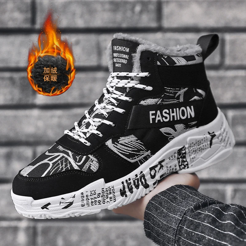 

Men Fashion Sneakers Winter Snow Boots Men Casual Shoes New Unisex Outdoor Plus velvet Shoes Men Vulcanize Shoes High Top Shoes