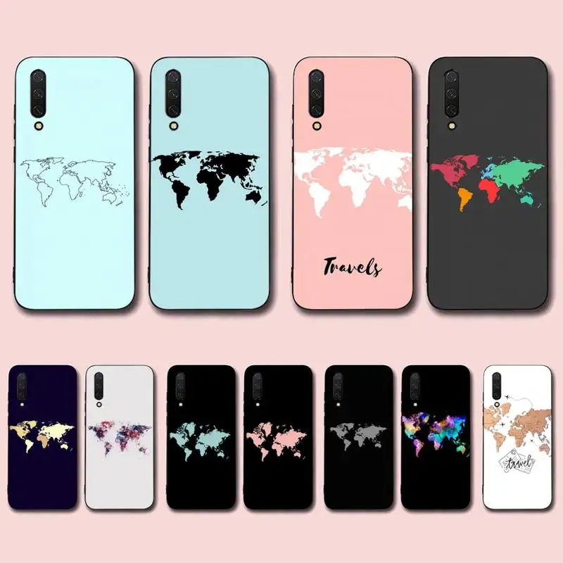 

World Map Phone Case for Xiaomi mi 5 6 8 9 10 lite pro SE Mix 2s 3 F1 Max2 3