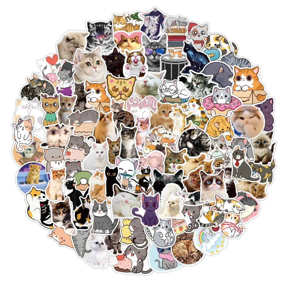 1050100pcs kawaii cat stickers decal for girl cute cartoons animal sticker to suitcase stationery fridge water bottle guitar free global shipping