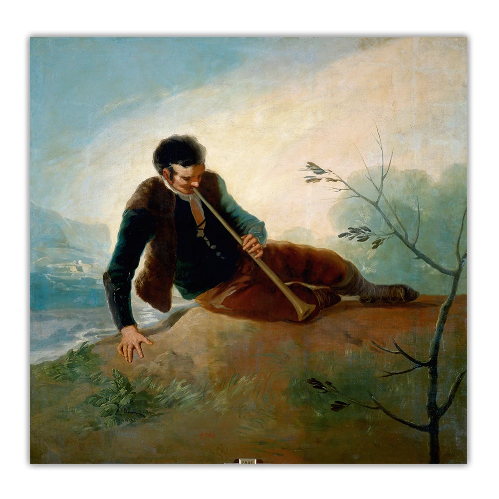 Citon Francisco Goya 》 пастушка играющая a Dulzaina картина маслом на холсте стену Декор для