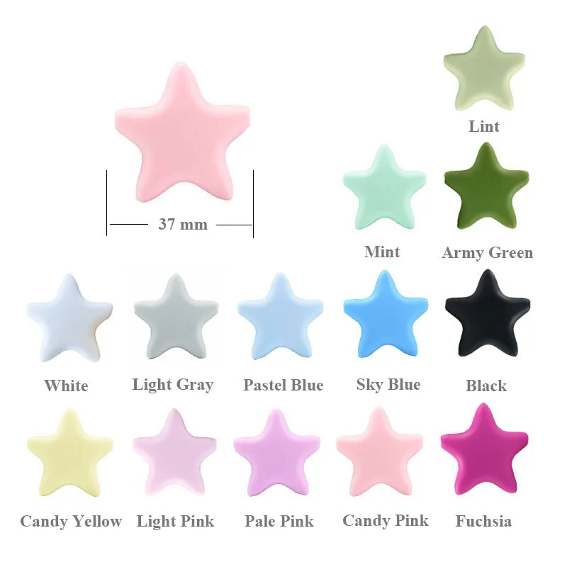 Mordedores de silicona con estrellas para beb&eacute;, varillas de silicona para morder, productos para enfermera, regalo para Baby Shower, 50 Uds.-2