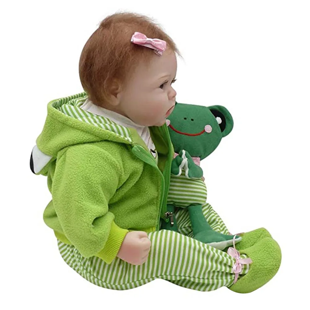 Кукла реборн с лягушкой плюшевая игрушка силиконовая виниловая + ПП хлопковая