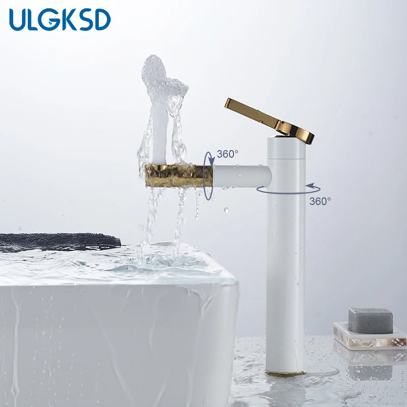 ULGKSD кран для раковины ванной комнаты с одной ручкой смеситель для горячей и холодной воды Керамический клапан кран для раковины Para ванная раковина стиральная палубное крепление