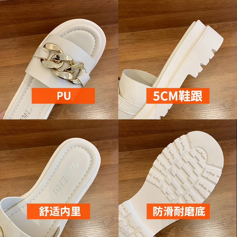 

High-Heeled Shoes Lady Slippers Flat Slides Med Summer Clogs Woman Platform Fashion Pantofle Beach Luxury Soft 2021 Rubber PU