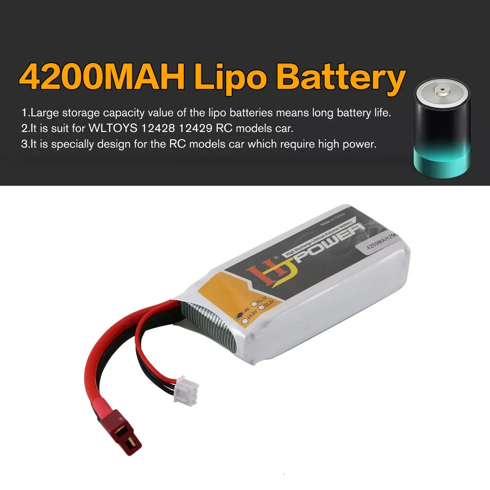 4200MAH 7 4 V 25C T plug Lipo батарея для WLTOYS 12428 12429 моделей автомобилей запасные части