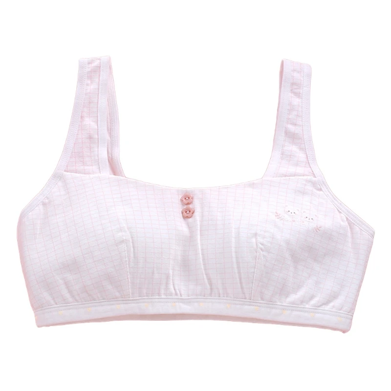 

Crop Tops with Sponge Pad Padded Girls Sports Training Bra Soft Underwear for Puberty Teenage Girls Cotton Bra Training H9EF