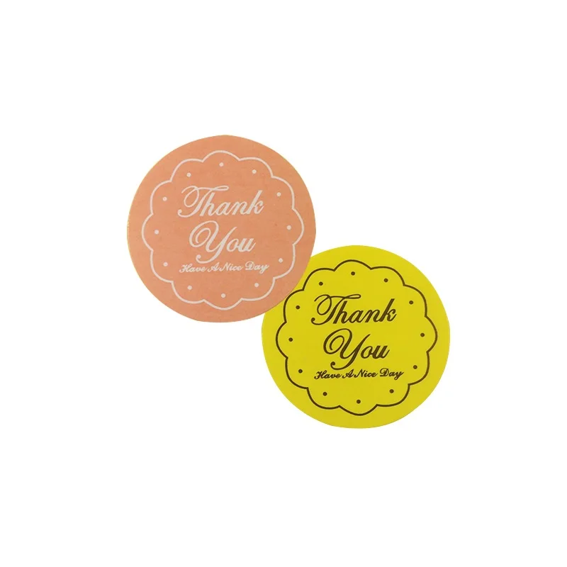 

240 Pcs/lot Yellow Pink 'Thank You' Design Sticker Labels Food Seals Gift Stickers Scrapbooking For Wedding Seals