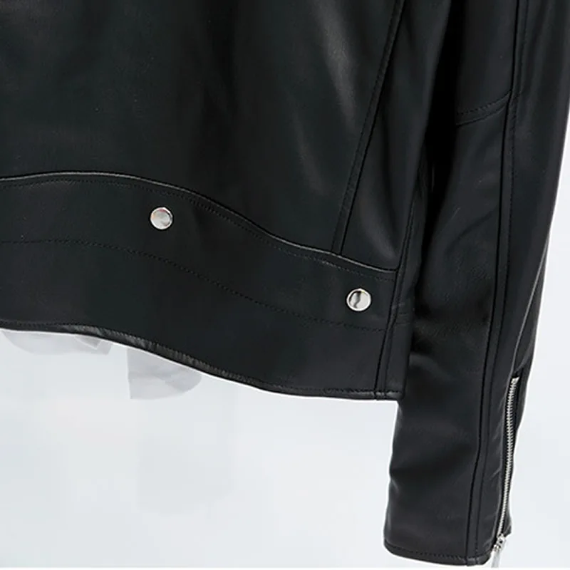 Женская свободная куртка из ПУ кожи в стиле панк уличная блузка однотонная