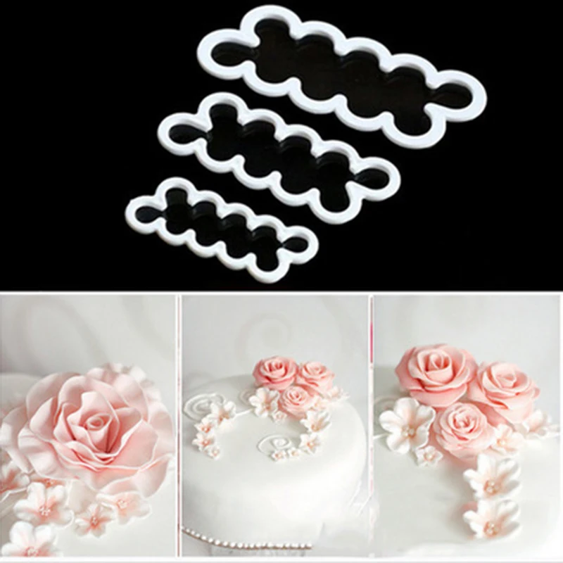 

3Pcs Rose Peta Flowers Cake Fondant Cutter Decorating Mold Sugar Baking Mold Kitchen Tool Baking Accessories Cake Tools Bakewar