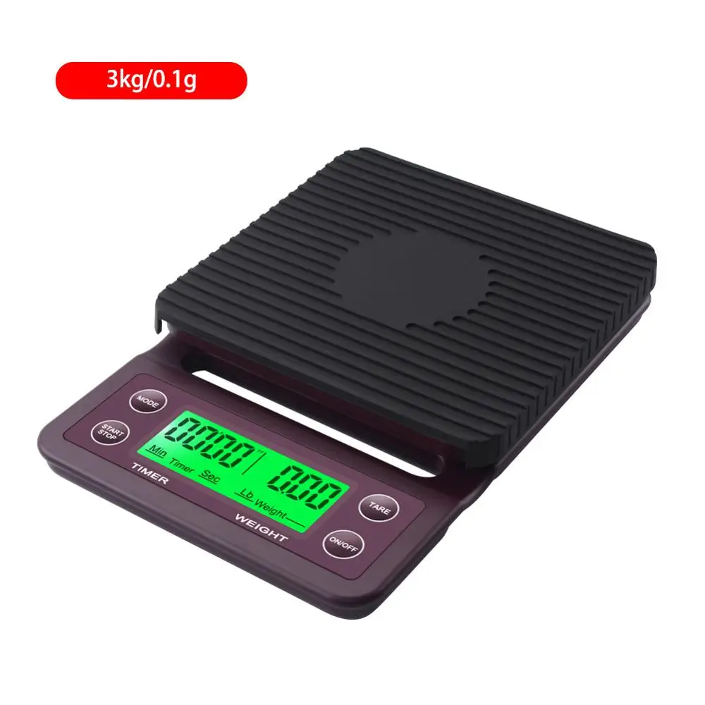 Claret 3kg 0.1g Yieryi, Ручная шлифовка, электронные весы для кофе, взвешивание, диапазон синхронизации, 3 кг/0,1 г, 5 кг/0,1 г, цифровые кофейные весы для кухонной стойки - Цвет: Claret 3kg 0.1g
