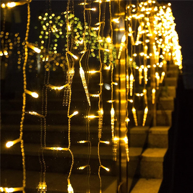Navidad Christmas Festoon LED Icicle Fairy Curtain Lights Waterfall House New Year Thanksgiving Garden Patio Decor Light 8 Modes | Освещение