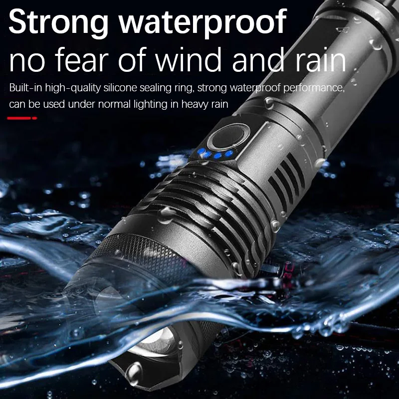 

P90 Flashlight Portable Strong Light Usb Rechargeable Self-Defense Long-Range Waterproof Outdoor Camping Powerful Patrol Led