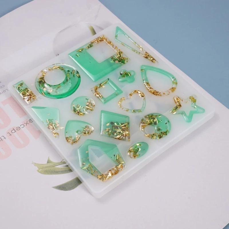 

DIY Crafts Crystal Epoxy Resin Mold Earrings Ear Pendant Casting Silicone Mould