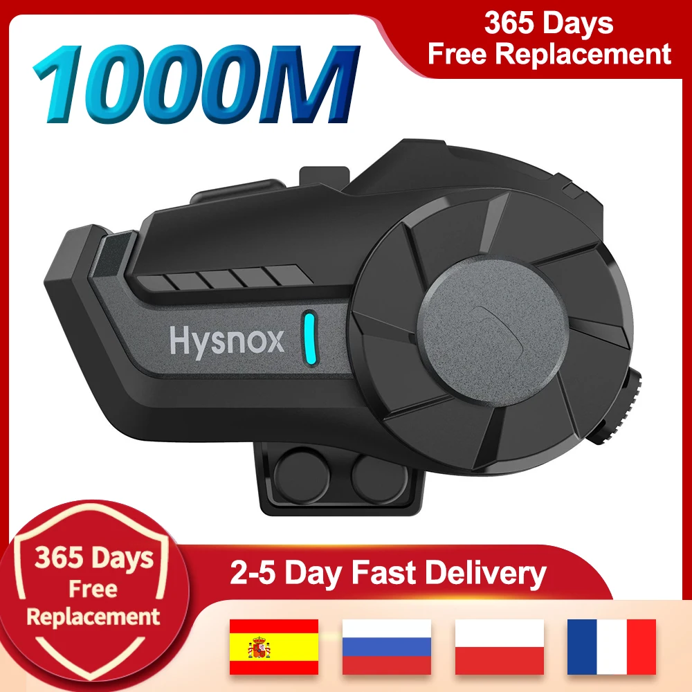 

1000M Buetooth-Compatible 5.0 Motorcycle Helmet Intercom Universal Pairing 2 Riders Interphone Waterproof Moto Headset FM Radio