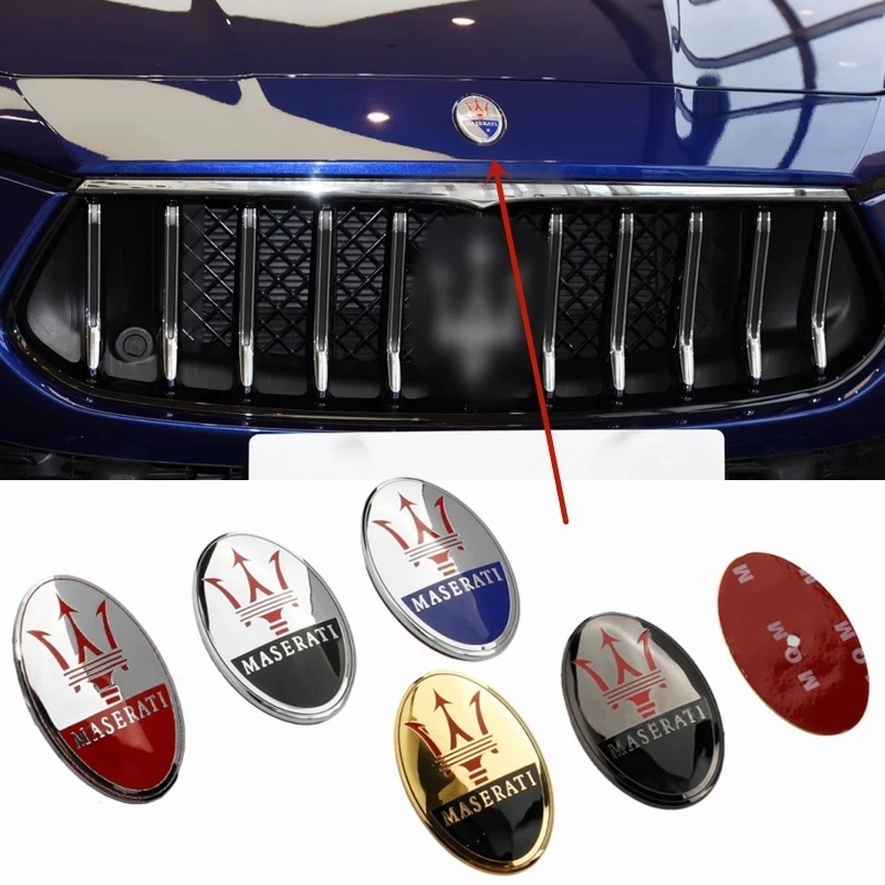 

For Maserati Granturismo Ghibli Quattroporte Levante Gransport Granlusso GT Gran Cabrio Coupe Car Front Emblem Badge Sticker