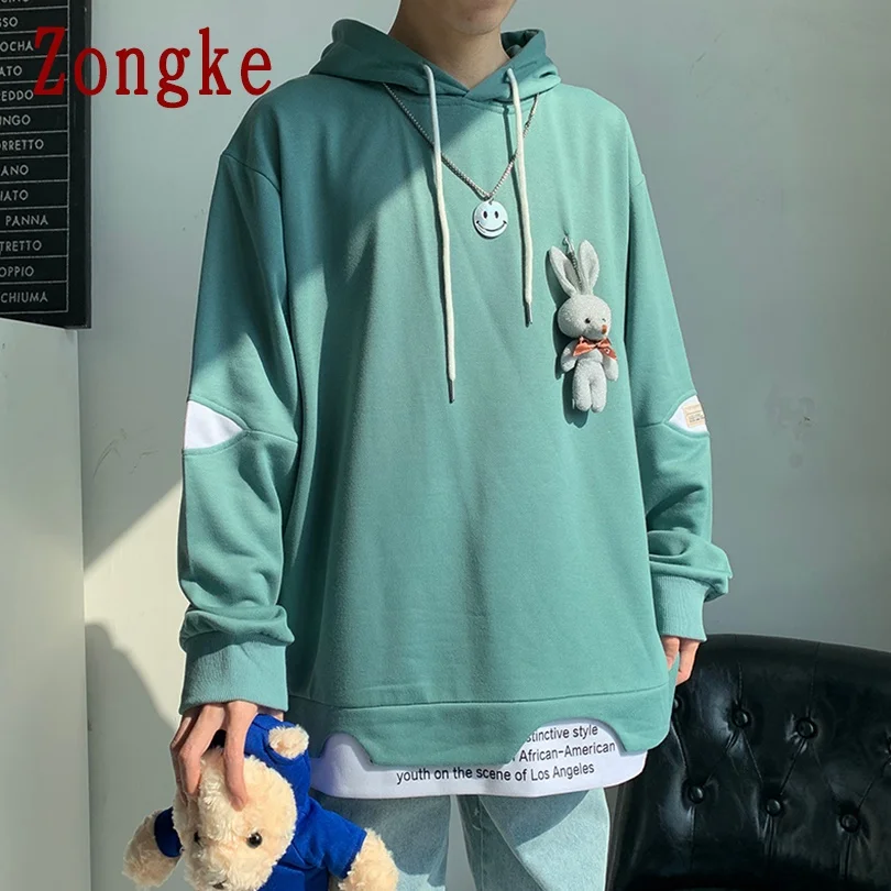 

Zongke Rabbit Doll Hoodie Men Clothing Harajuku Streetwear Hoodies Men 2021 Pullover Tops 4XL New Arrivals