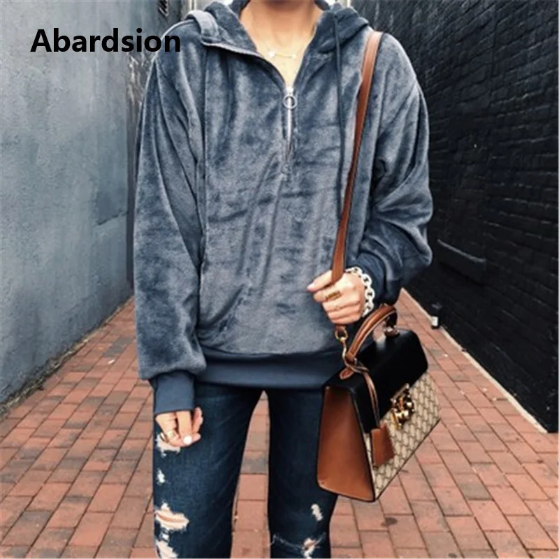 Abardsion 2019 Повседневная Harajuku велюровая Толстовка женские осенне зимние толстовки