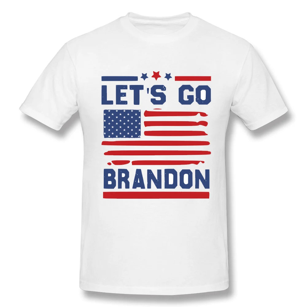 

CLOOCL Lets Go Brandon T-Shirt White 100% Cotton Tops 3D Graphics T Shirts USA Flag Printed Pullovers Casual Streetwear Graphic