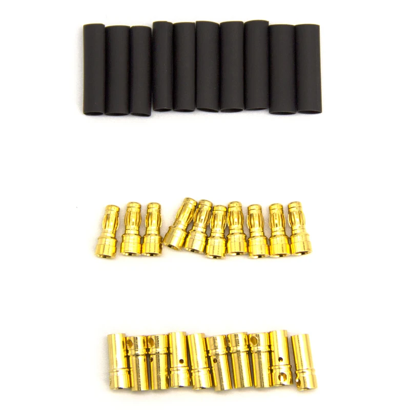 Штекер типа банан золотистый 3 5 мм с термоусадочной трубкой для двигателя