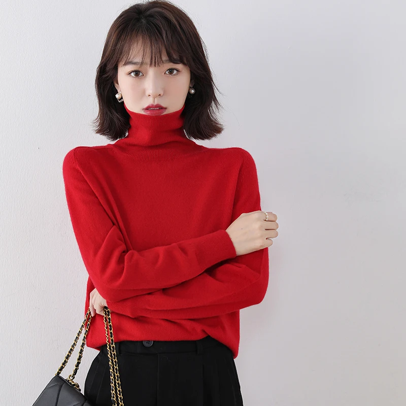 adishree 2020 woman winter 100% Cashmere sweaters and autumn knitted Pullovers High Quality Warm Female thickening Turtleneck