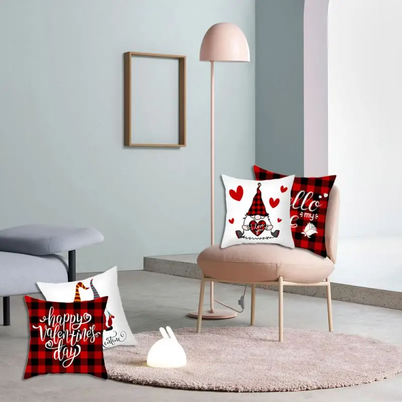 

Valentines Day Pillowcase Decorative Throw Pillow Case Set 4PCS 18x18 Valentine's Day Cotton Linen Warm Love Quote