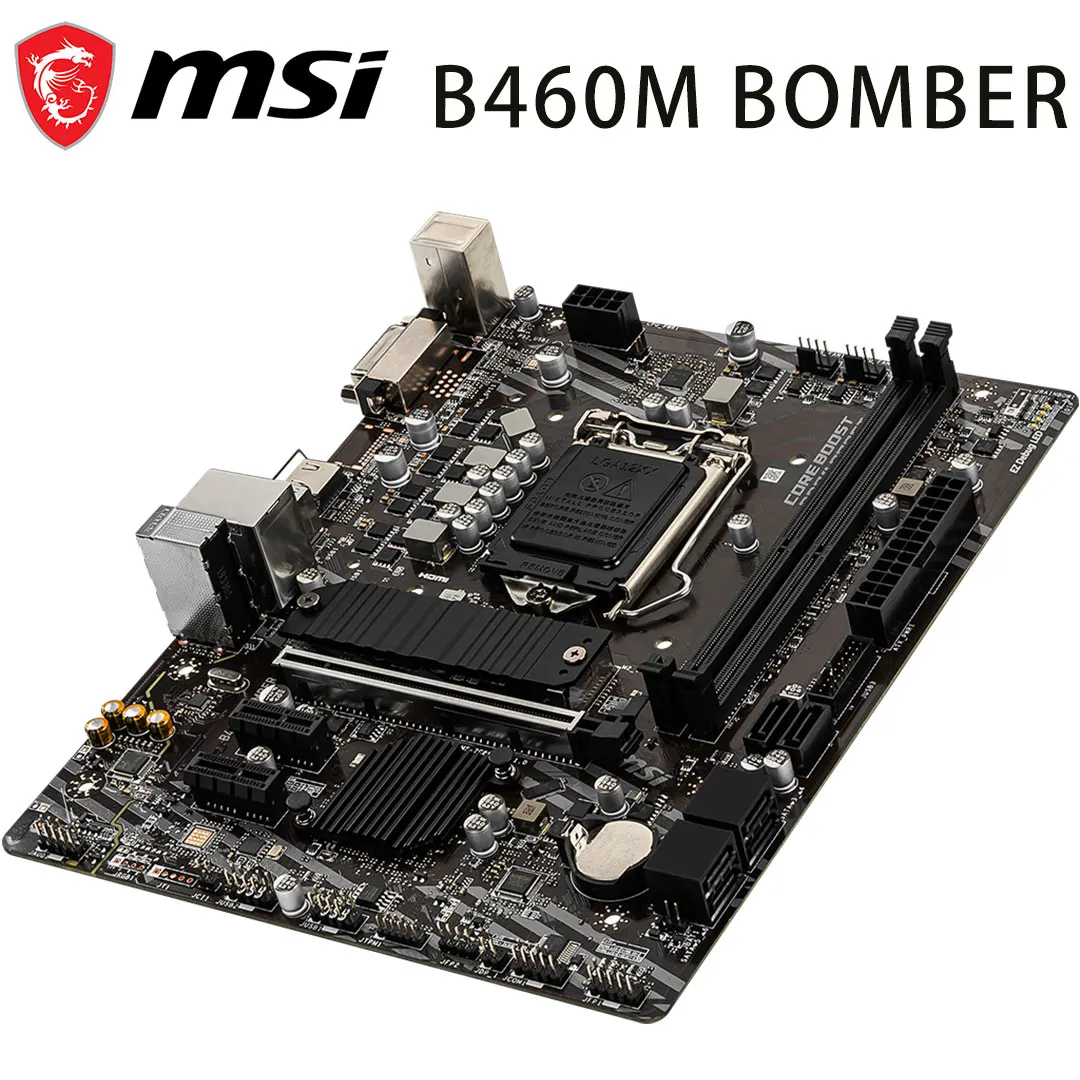 Verkaufen 2021 Mainboard MSI B460M B460 BOMBER LGA 1200 Buchse Intel B460 DDR4 Speicher 64GB PCI-E 3,0 M.2 Micro ATX Neue Desktop Motherbord