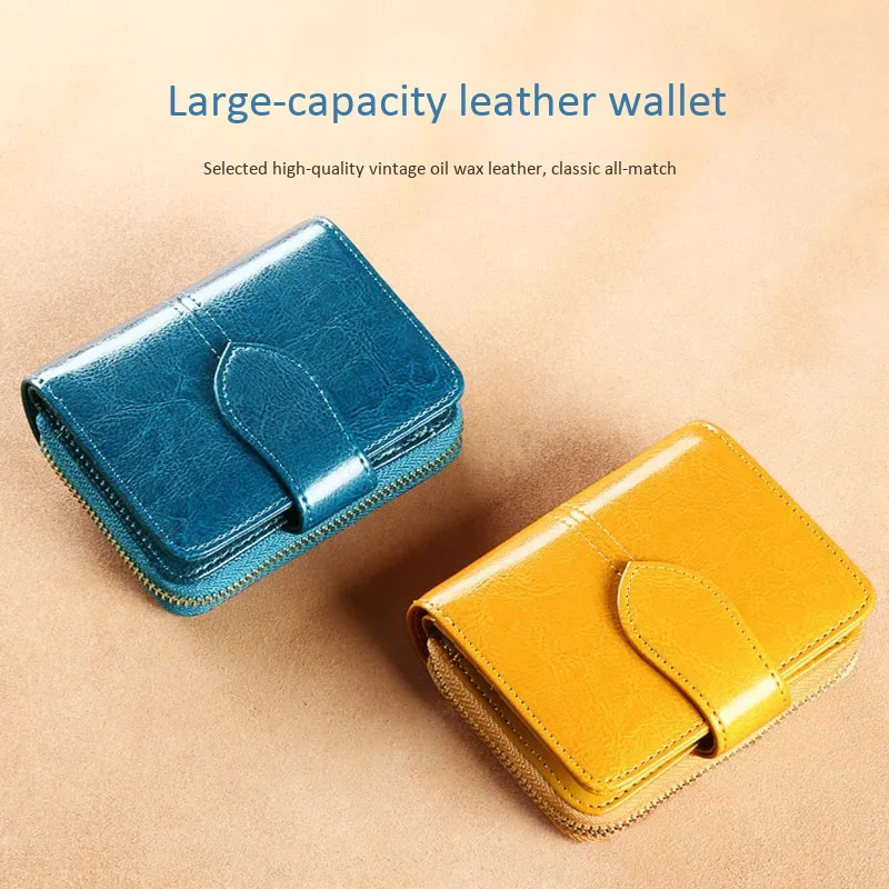 

ASDS-GERUOLA Wallet Short Wallet PU Ladies Zipper Button Small Coin Purse